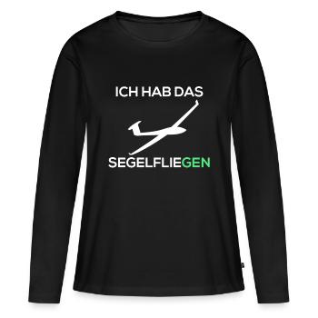 segelflieGEN spruch lustig tshirt geschenk witzig - Frauen Premium Bio Langarmshirt - Schwarz - Vorne - Julia (174cm)