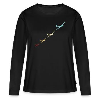 Vol à voile vintage tshirt geschenk - T-shirt manches longues Premium bio Femme - noir - Devant - Julia (174cm)
