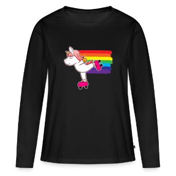 Patin à roulettes Licorne Patin à roulettes - T-shirt manches longues Premium bio Femme - noir - Devant - Julia (174cm)