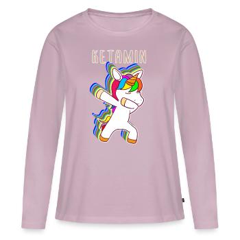 Ketamin Dabbing Unicorn Keta Einhorn Techno Rave D - Frauen Premium Bio Langarmshirt - Altrosa - Vorne - Julia (174cm)
