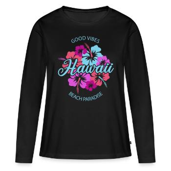 Hawaii Good Vibes Beach Paradise - Frauen Premium Bio Langarmshirt - Schwarz - Vorne - Julia (174cm)