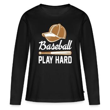 Joueur de baseball cadeau baseball baseball - T-shirt manches longues Premium bio Femme - noir - Devant - Julia (174cm)
