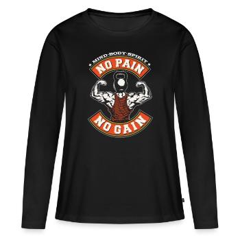 No Pain No Gain Fitness Gym Muskeln Geschenk - Frauen Premium Bio Langarmshirt - Schwarz - Vorne - Julia (174cm)
