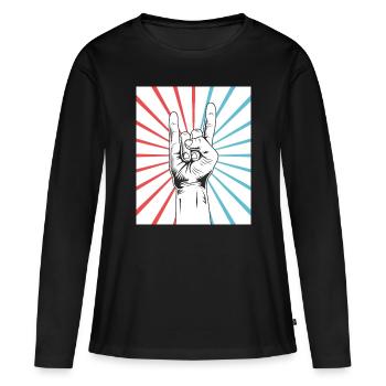 Rock & Roll - T-shirt manches longues Premium bio Femme - noir - Devant - Julia (174cm)