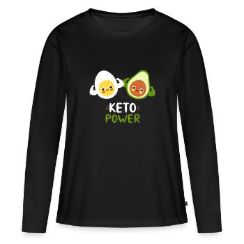 Puissance Keto - T-shirt manches longues Premium bio Femme - noir - Devant - Julia (174cm)