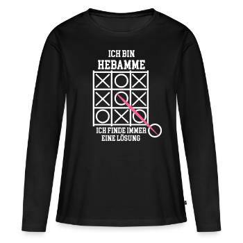 Hebamme Baby Geburt Schwangerschaft Lustig - Frauen Premium Bio Langarmshirt - Schwarz - Vorne - Julia (174cm)