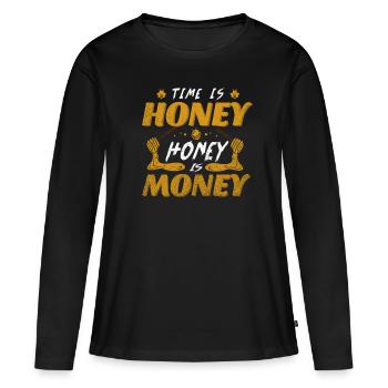 Biene Honig - Frauen Premium Bio Langarmshirt - Schwarz - Vorne - Julia (174cm)