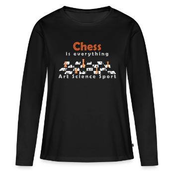 Schach ist alles, Schachbrett - Frauen Premium Bio Langarmshirt - Schwarz - Vorne - Julia (174cm)