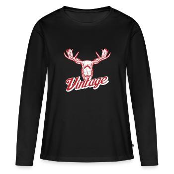Moose vintage gift - Women's Premium Organic Long Sleeve Shirt - black - Front - Julia (174cm)