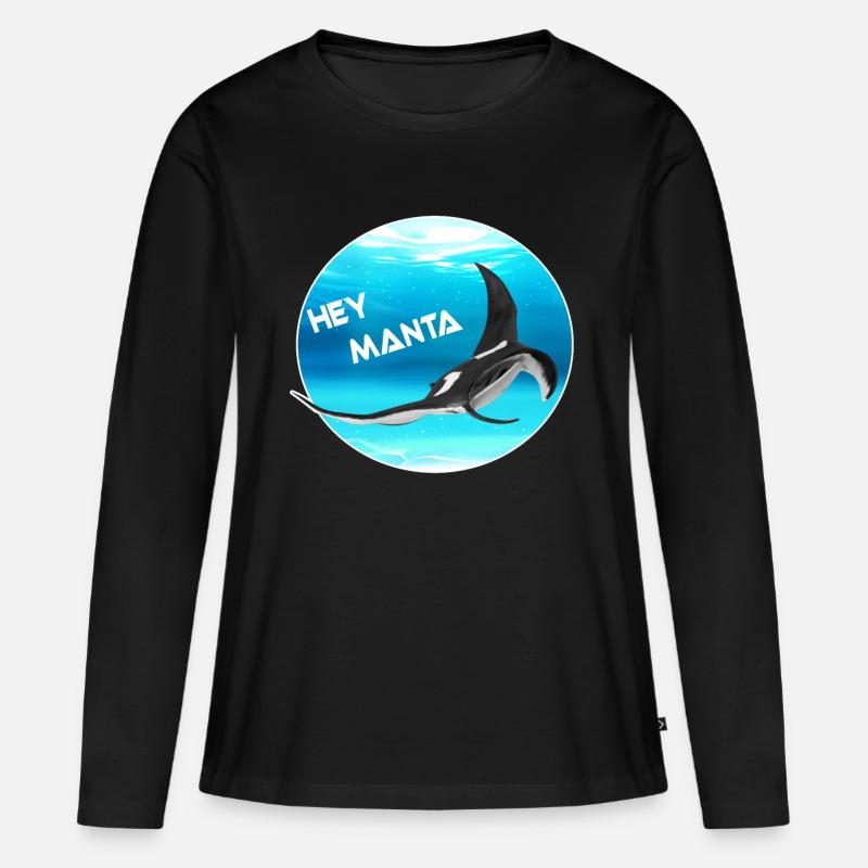 Hey Manta - Frauen Premium Bio Langarmshirt - Schwarz