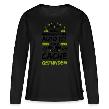 Geocaching Keine Ahnung Geocacher Cache Geocachen - Frauen Premium Bio Langarmshirt - Schwarz - Vorne - Julia (174cm)
