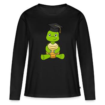 Tortue de graduation - T-shirt manches longues Premium bio Femme - noir - Devant - Julia (174cm)