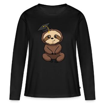 Paresseux de graduation - T-shirt manches longues Premium bio Femme - noir - Devant - Julia (174cm)