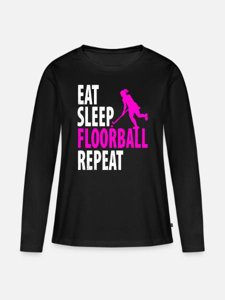 Floorball - Frauen Premium Bio Langarmshirt - Schwarz
