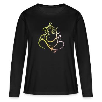Dieu éléphant indien Ganesh - T-shirt manches longues Premium bio Femme - noir - Devant - Julia (174cm)