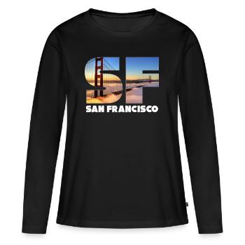 San Francisco - T-shirt manches longues Premium bio Femme - noir - Devant - Julia (174cm)