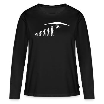 Deltaplane Evolution du deltaplane drôle - T-shirt manches longues Premium bio Femme - noir - Devant - Julia (174cm)