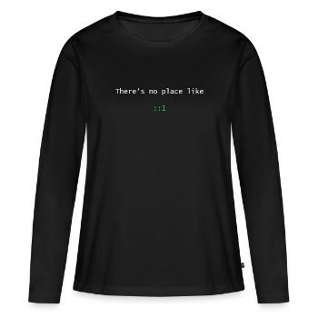 There is no place like ::1 - T-shirt manches longues Premium bio Femme - noir - Devant - Julia (174cm)