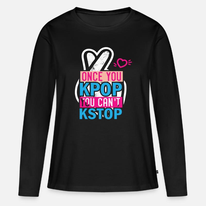K-pop K-Pop Kleidung k-pop Musik K-pop - Frauen Premium Bio Langarmshirt - Schwarz
