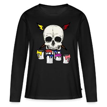 Crânes artistes peintre métier métier brosse - T-shirt manches longues Premium bio Femme - noir - Devant - Julia (174cm)