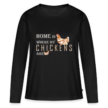 Fermier, volaille élevant des poulets - T-shirt manches longues Premium bio Femme - noir - Devant - Julia (174cm)