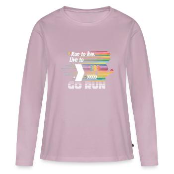 courir courir courir coureur endurance fitness - T-shirt manches longues Premium bio Femme - rose poudré - Devant - Julia (174cm)