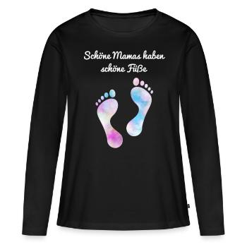 Fußpflege Pediküre Podologe Nagelstudio Geschenk - Frauen Premium Bio Langarmshirt - Schwarz - Vorne - Julia (174cm)