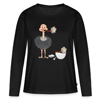 Raucher Strauß Zigarette Aschenbecher Eierschale - Frauen Premium Bio Langarmshirt - Schwarz - Vorne - Julia (174cm)