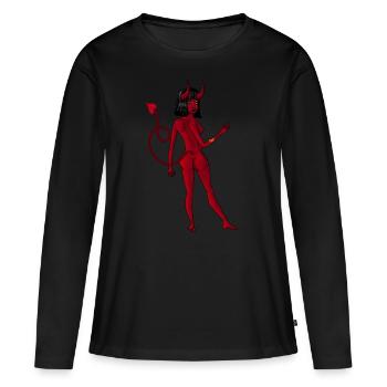 Femme diabolique - T-shirt manches longues Premium bio Femme - noir - Devant - Julia (174cm)