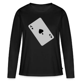 As de pique - T-shirt manches longues Premium bio Femme - noir - Devant - Julia (174cm)