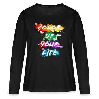 Colorez votre vie - devise - T-shirt manches longues Premium bio Femme - noir - Devant - Julia (174cm)