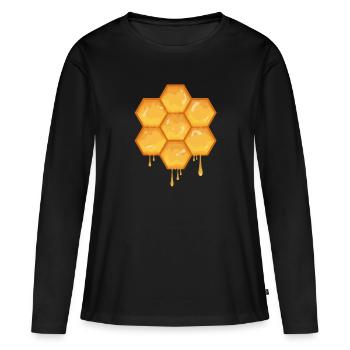 Abeilles au miel - T-shirt manches longues Premium bio Femme - noir - Devant - Julia (174cm)