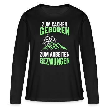 Geocachen Geocacher Cache Caching Schatzsuche Lust - Frauen Premium Bio Langarmshirt - Schwarz - Vorne - Julia (174cm)
