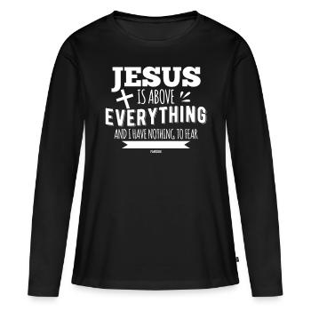 jésus - T-shirt manches longues Premium bio Femme - noir - Devant - Julia (174cm)