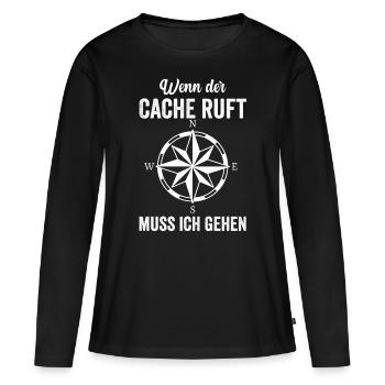 Geocacher Caching Cache Geocache Geocachen Lustig - Frauen Premium Bio Langarmshirt - Schwarz - Vorne - Julia (174cm)