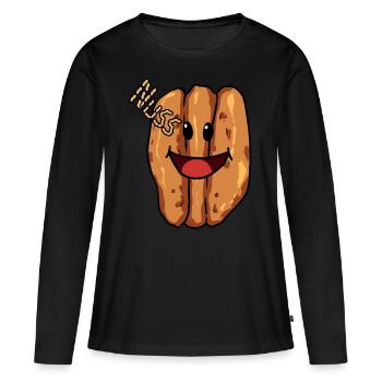 Nüsse Nuss Vegan Speise - Frauen Premium Bio Langarmshirt - Schwarz - Vorne - Julia (174cm)