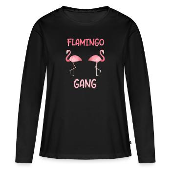 Flamingo gear as a gift Flamingos party - Women's Premium Organic Long Sleeve Shirt - black - Front - Julia (174cm)