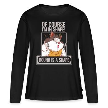Fat cat meme jokes chubby weird - Women's Premium Organic Long Sleeve Shirt - black - Front - Julia (174cm)