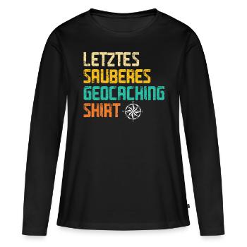 Geocacher Caching Cache Geocache Geocachen Lustig - Frauen Premium Bio Langarmshirt - Schwarz - Vorne - Julia (174cm)
