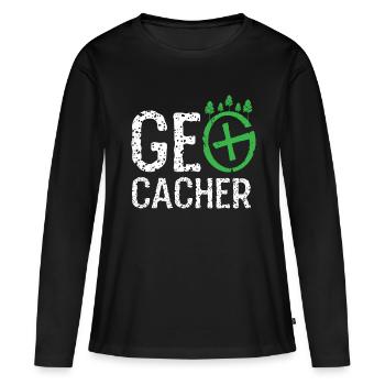 geocaching, cache, gps, geocache, geocacher, logbu - Women's Premium Organic Long Sleeve Shirt - black - Front - Julia (174cm)