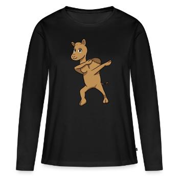 Dab chameau - T-shirt manches longues Premium bio Femme - noir - Devant - Julia (174cm)