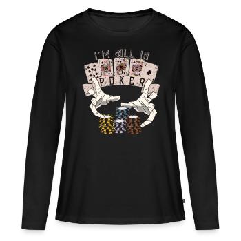 i'm all in holdem no limit royal flush poker shirt - Frauen Premium Bio Langarmshirt - Schwarz - Vorne - Julia (174cm)