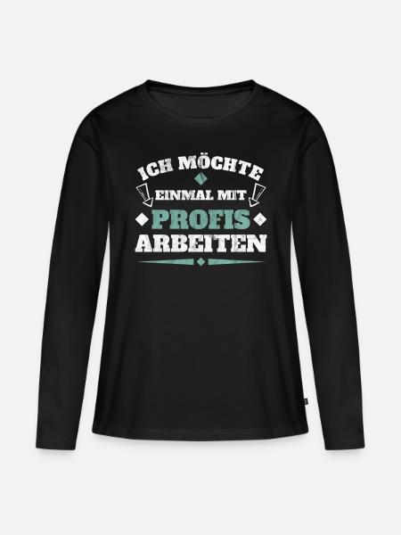 Einmal mit Profis arbeiten - Frauen Premium Bio Langarmshirt - Schwarz