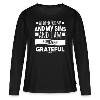 dicton catholique jésus christ - T-shirt manches longues Premium bio Femme - noir - Devant - Julia (174cm)