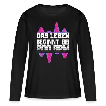200 BPM Techno Uptempo Rave Geschenk - Frauen Premium Bio Langarmshirt - Schwarz - Vorne - Julia (174cm)