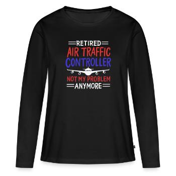 Fluglotse Rente Not my Problem - Frauen Premium Bio Langarmshirt - Schwarz - Vorne - Julia (174cm)
