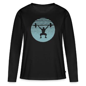 Powerlifting Bodybuilding Geschenk Retro Sunset - Frauen Premium Bio Langarmshirt - Schwarz - Vorne - Julia (174cm)