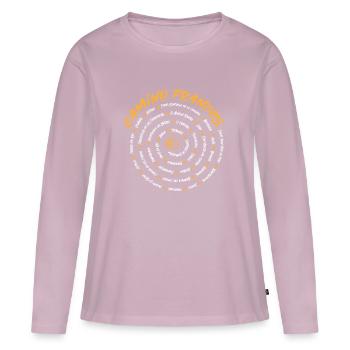 Chemin de Saint-Jacques de Compostelle pèlerins - T-shirt manches longues Premium bio Femme - rose poudré - Devant - Julia (174cm)