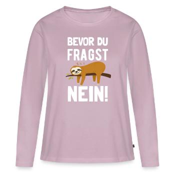 Nein Faultier Chiller Teenager Langschläfer Spruch - Frauen Premium Bio Langarmshirt - Altrosa - Vorne - Julia (174cm)