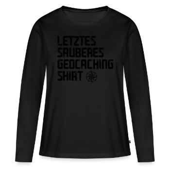 Geocacher Caching Cache Geocache Geocachen Lustig - Frauen Premium Bio Langarmshirt - Schwarz - Vorne - Julia (174cm)